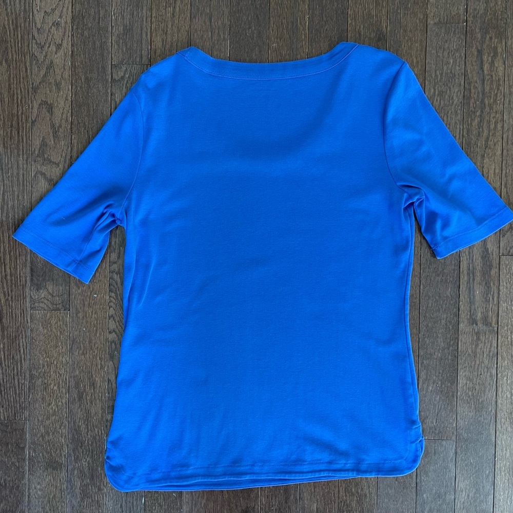 Scoop Neck Pima Blue Tee - Picture 3 of 5